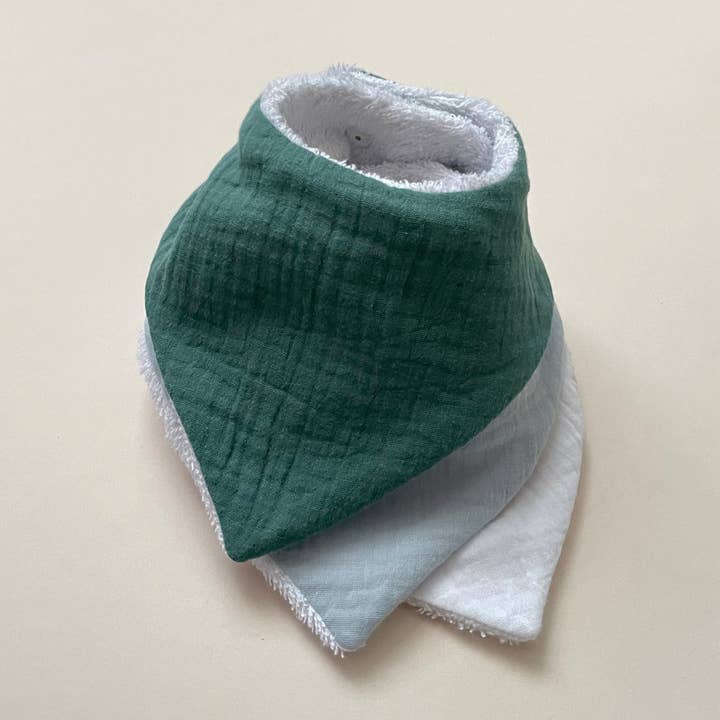 Carotte & Cie - Wholesale Bib - Baby - Set of 3 mini bibs cotton gauze plain ice blue0