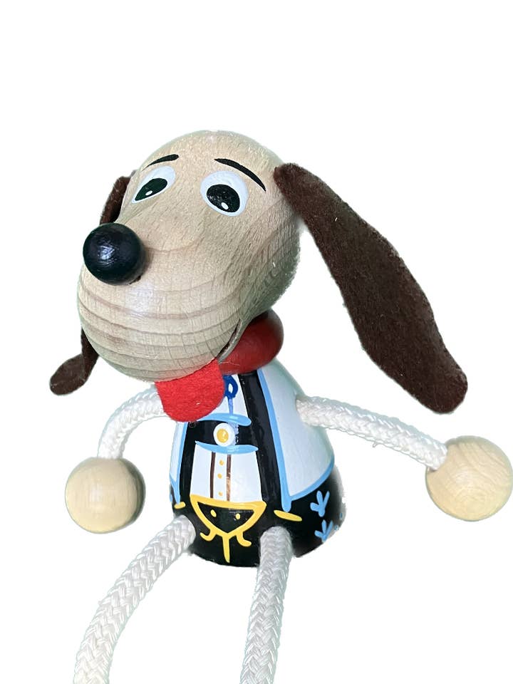 Wooden Magnet - Dachshund in pants - Handcrafted for wholesale by Toywood