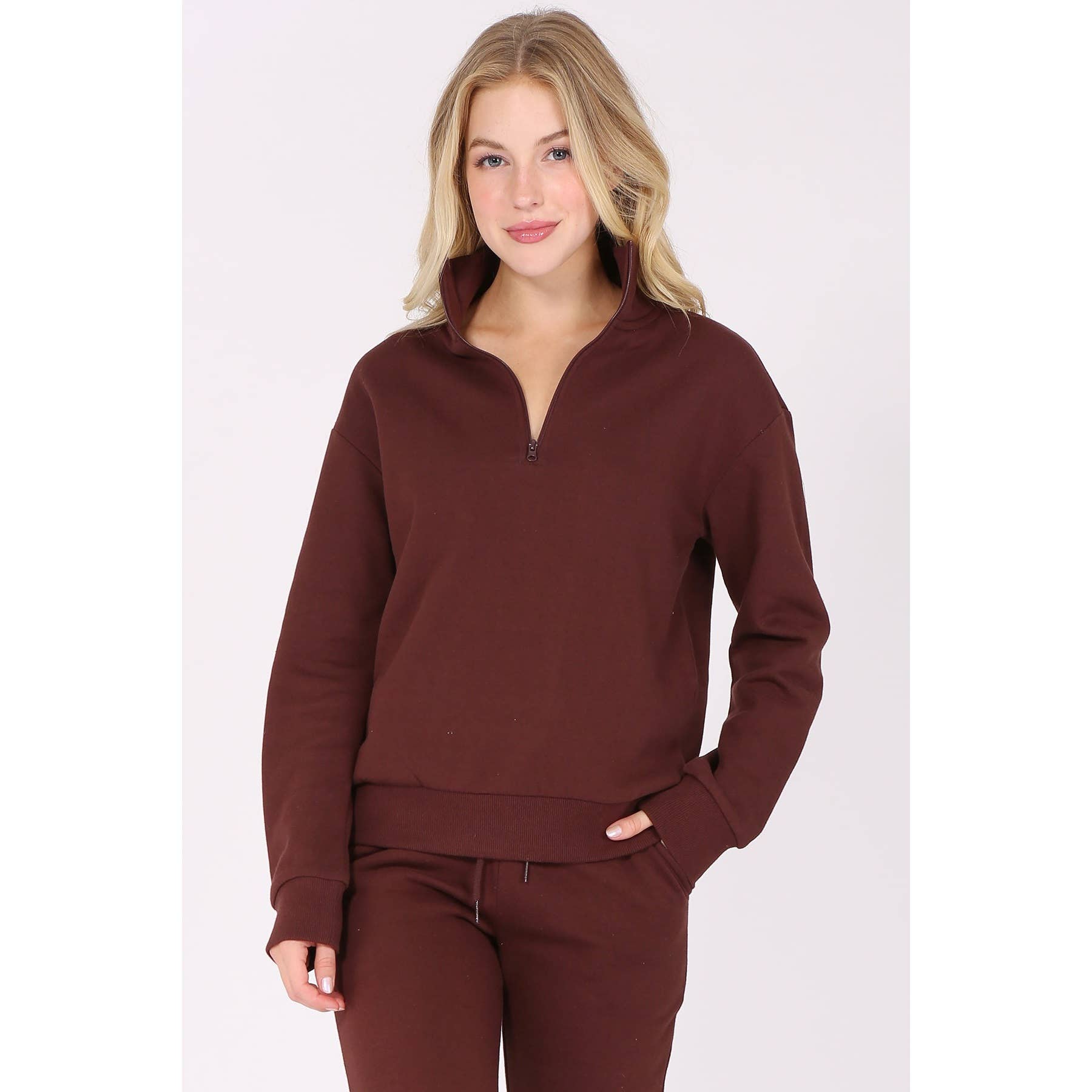 Timeless - Wholesale Sweatshirt - Women's - Zip Fleece Pullover Long Sleeve Sweatshirt Top8