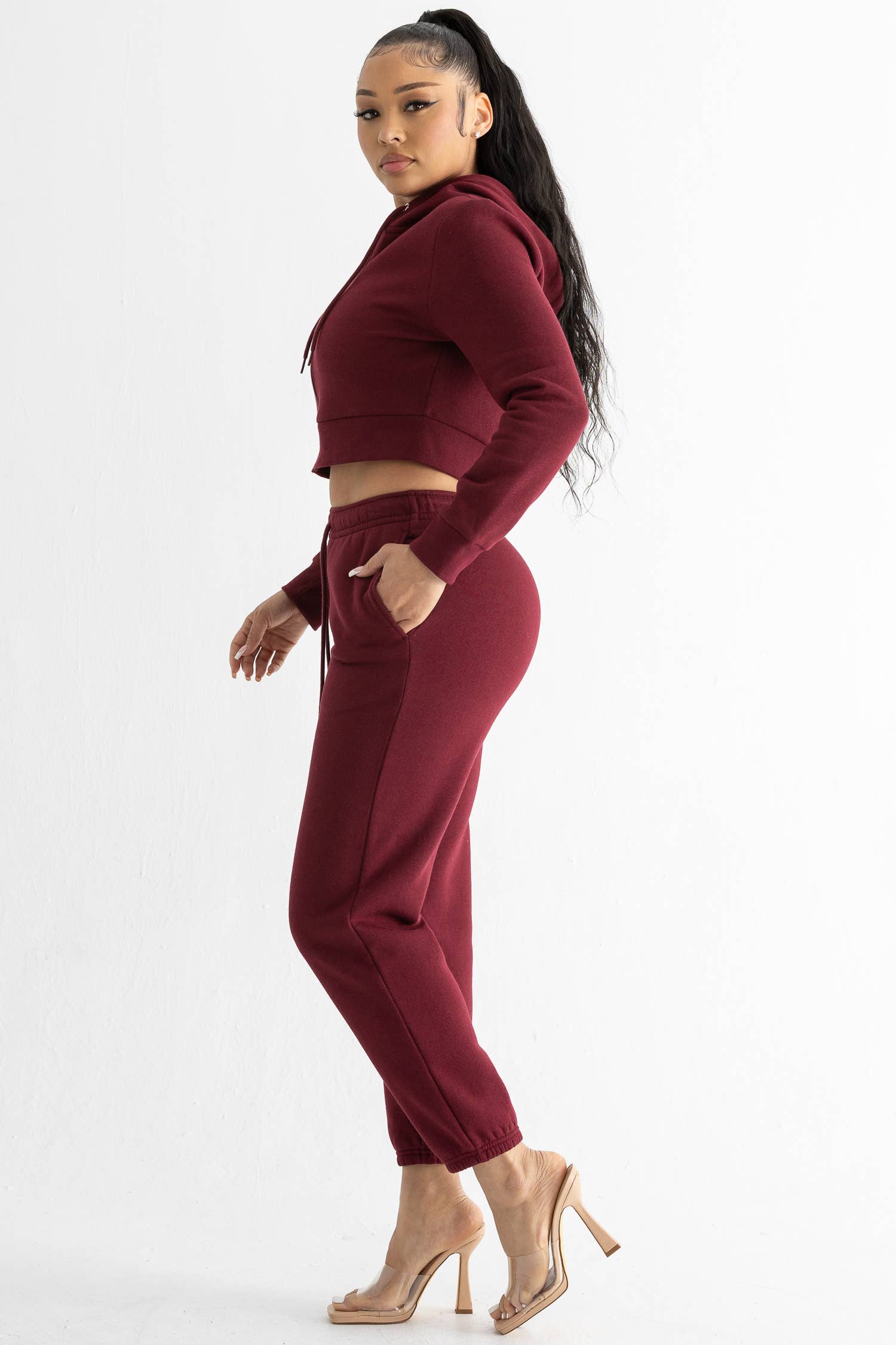 Boswell - Vente Ensemble haut et pantalon (PAS d'intérieur) - Femme - ENSEMBLE HAUT COURT ET PANTALON DE SURVÊTEMENT À CAPUCHE EN POLAIRE ÉPAISSE12