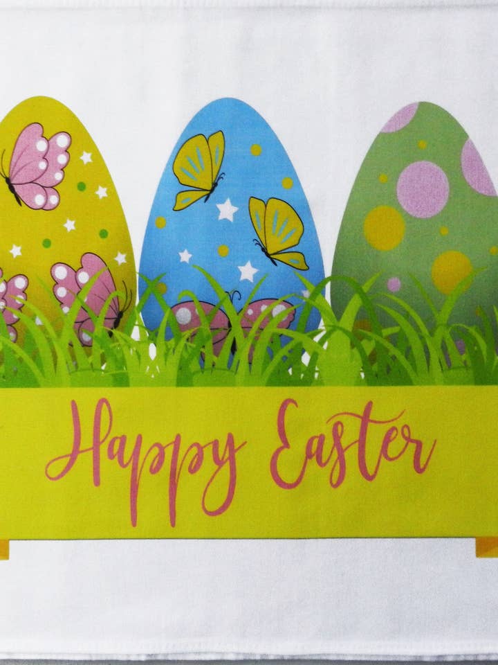 Happy Easter - Colourful Easter Egg design Large Cotton Tea for wholesale by Half a Donkey