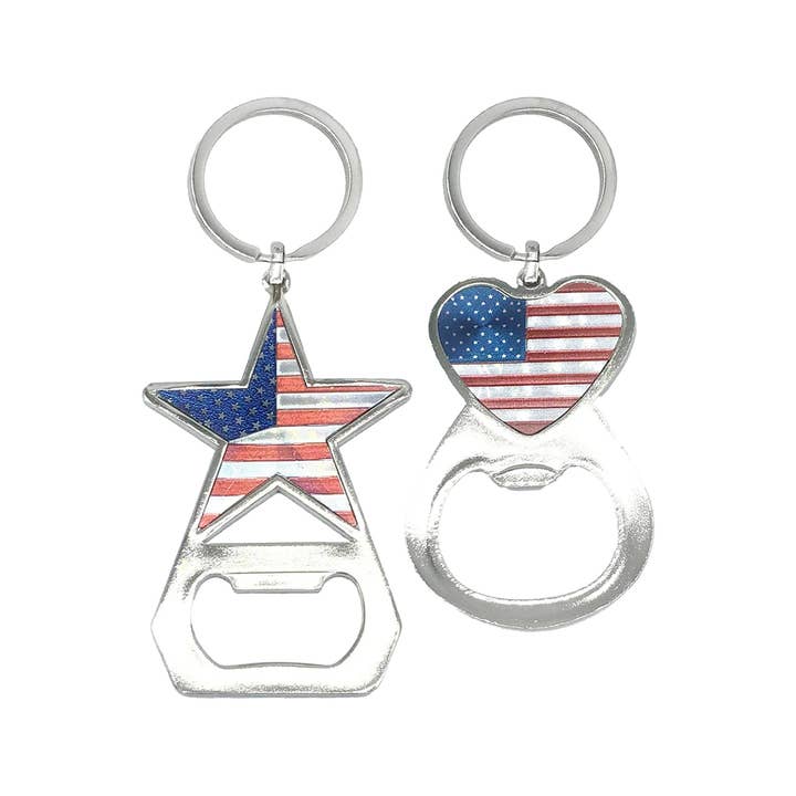 Cap Zone - Wholesale Keychain - Unisex - American Flag Metal Bottle Opener Key Chain