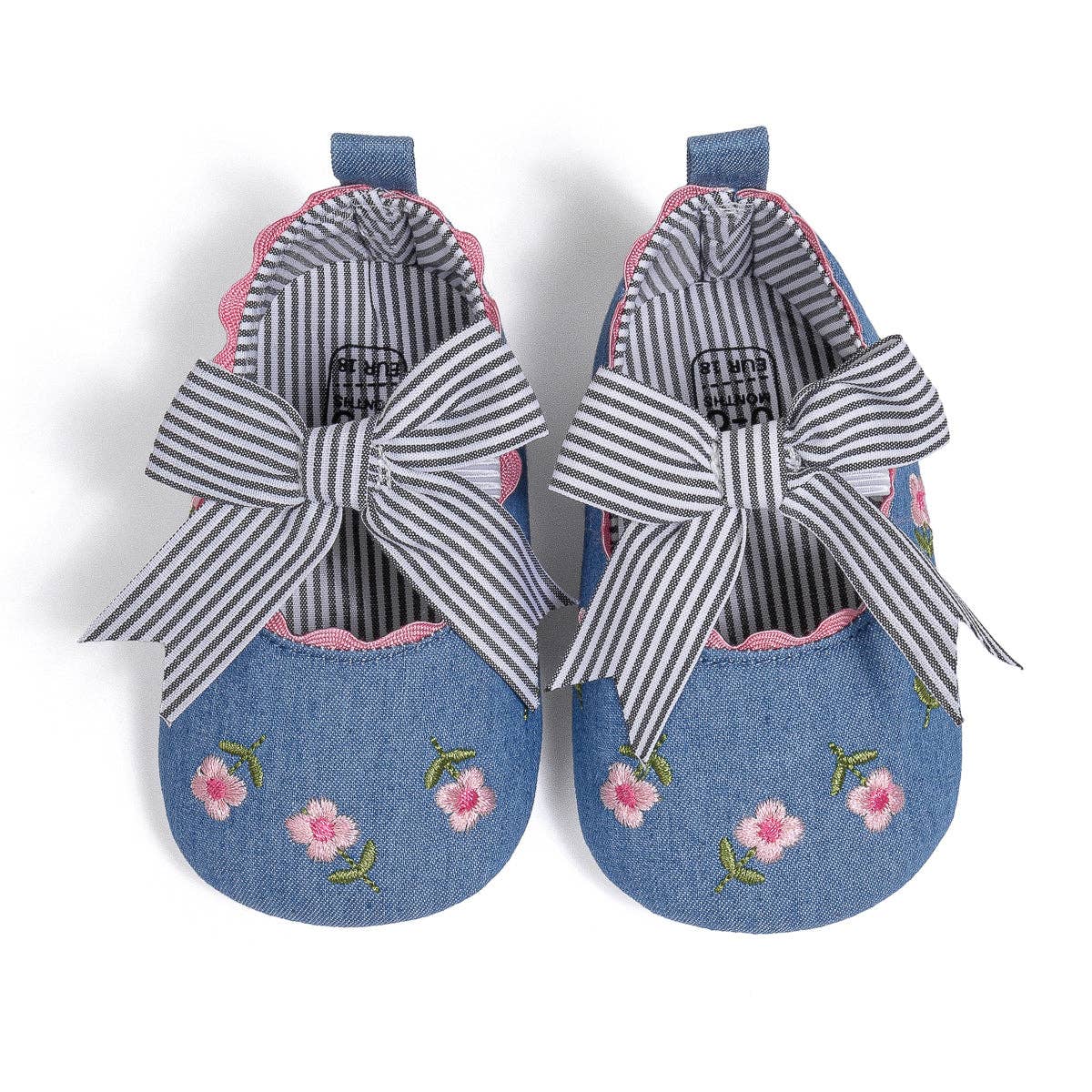 Kids Charm Online - Wholesale Crib Shoes - Baby - Embroidered girls baby shoes with front bow.15