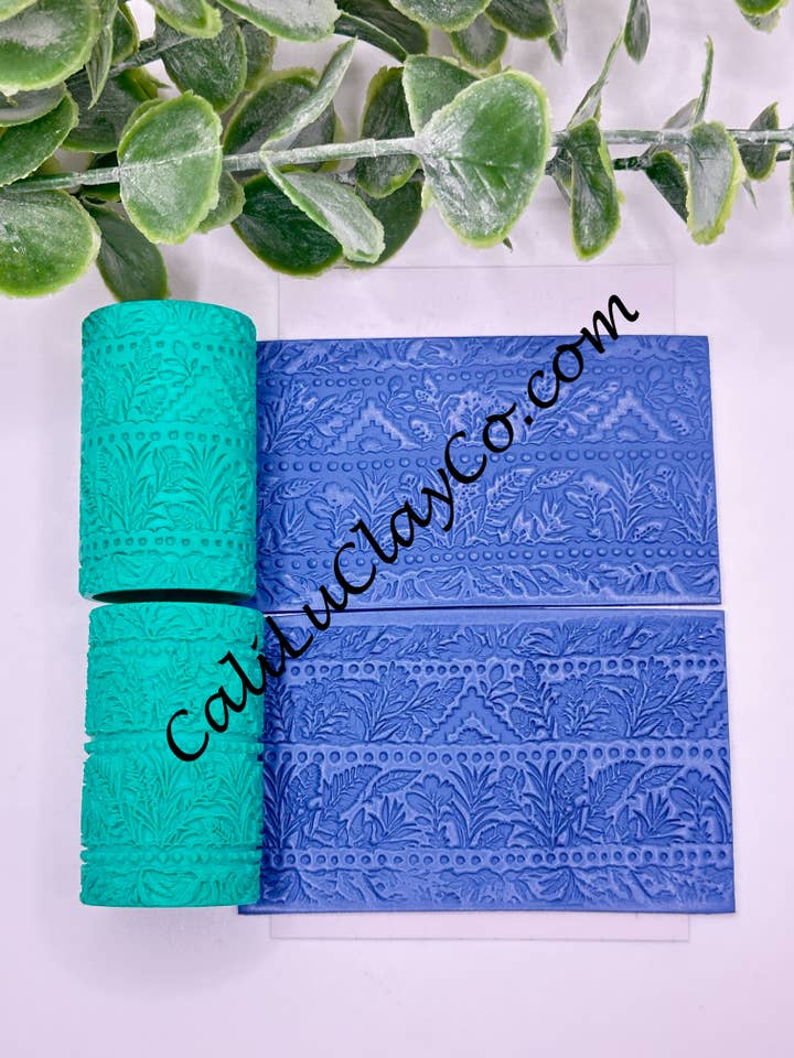 Foliage Border Texture Roller for Polymer Clay/Fondant/Cookie Dough for wholesale by CaliLu Clay Co.