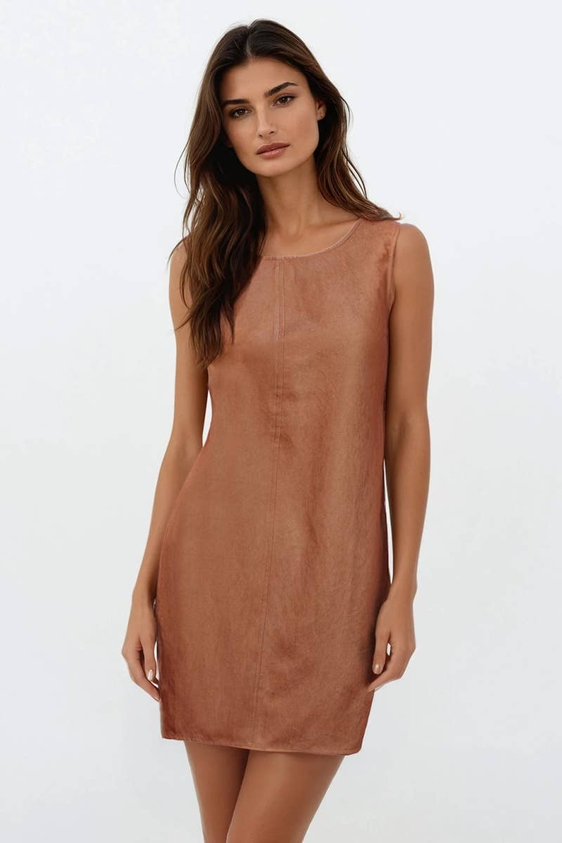 Naked Zebra - Wholesale Dress - Women's - Sleeveless Soft Matte Mini Shift Dress8