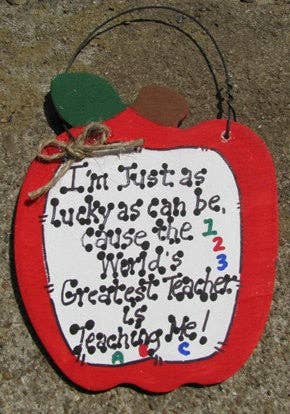 Nannie and B's Crafts - Wholesale Ornament - Cadeaus voor leerkrachten 682 Lucky Teacher Apple0