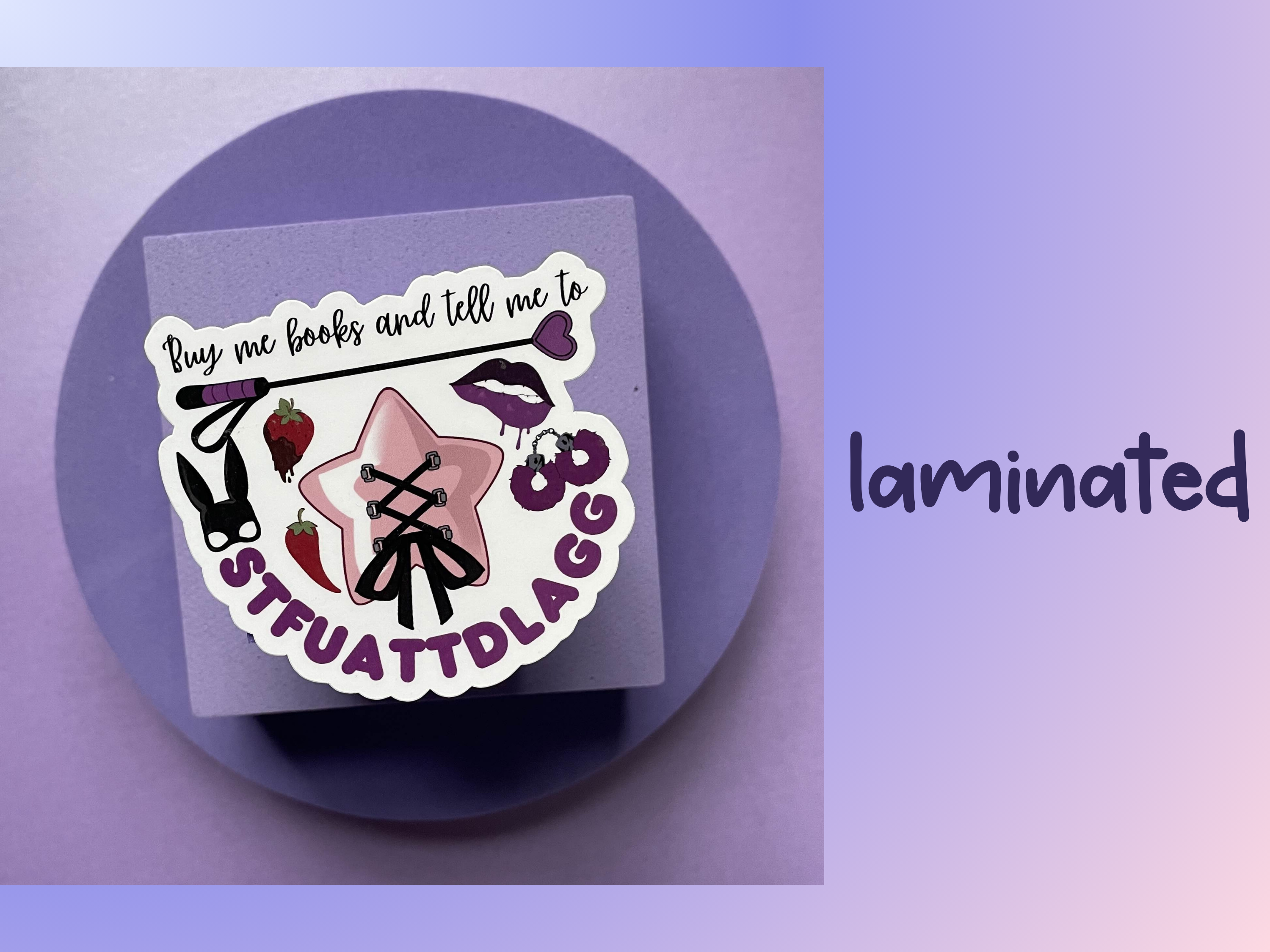 Motleyboo - Wholesale Sticker - Buy me books and tell me to STFUATTDLAGG die cut sticker 1