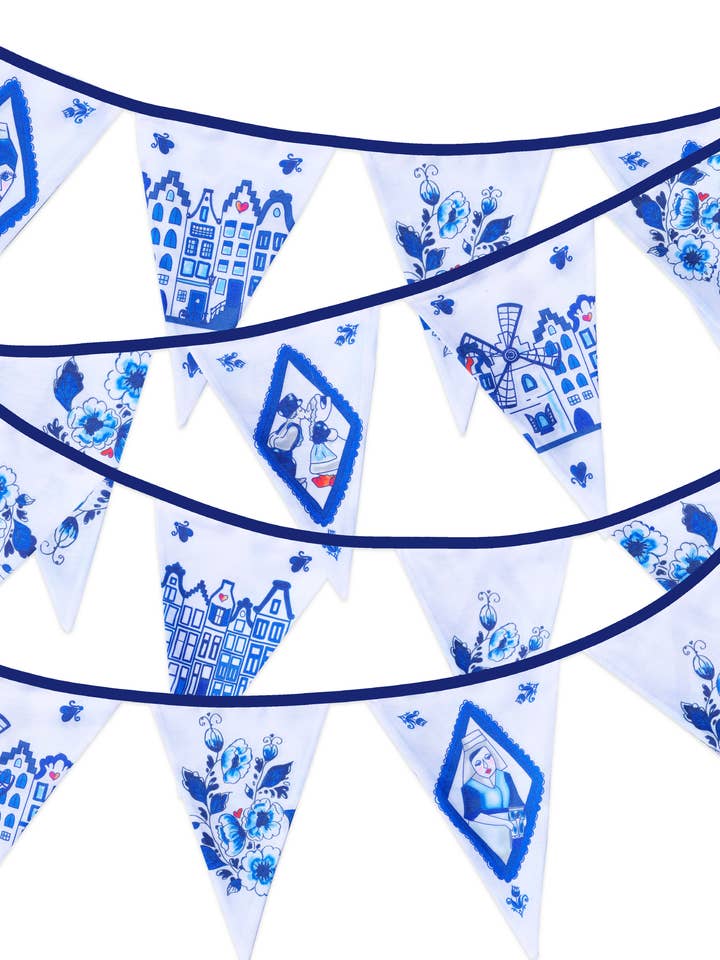 Bandeirolas de tecido XXL estilo holandês - Guirlanda decorativa por atacado de Puk Art