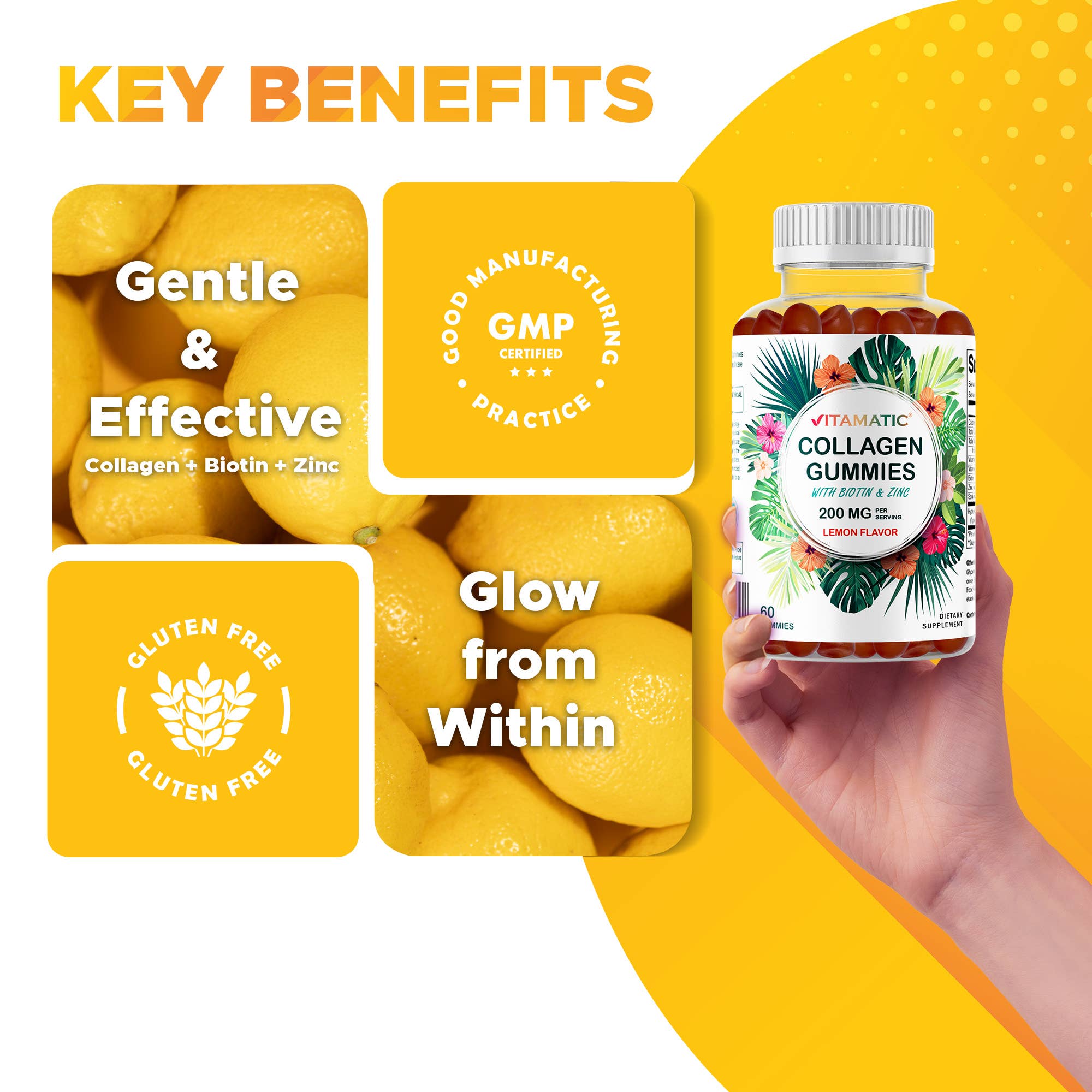 Vitamatic - Wholesale Oral Supplement/Vitamin - Vitamatic Hydrolyzed Collagen Gummies with  Zinc and Biotin4