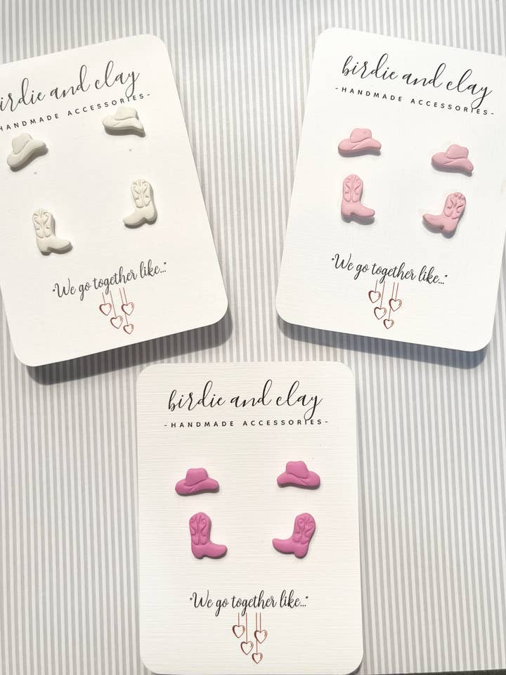 Cowboy Boots and Hat Stud Earrings for wholesale by Birdie & Clay