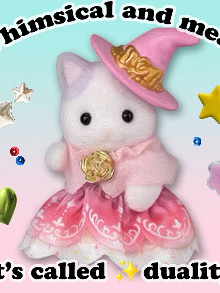 Whimsical and Mean Cute sticker, 4x4 inches, XL in size. for wholesale by Drawings by Nicole