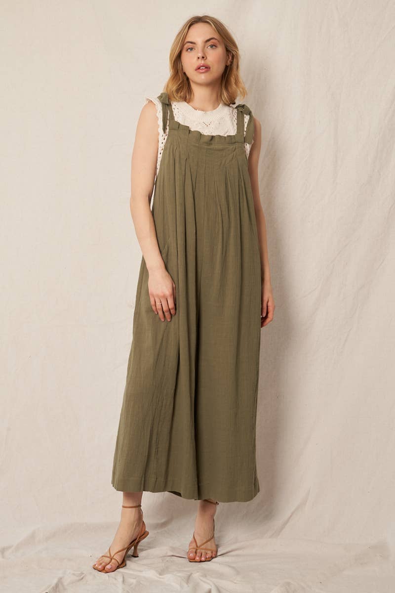 En Crème - Wholesale Jumpsuit - Women's - Ruched Neck Shoulder Tie Loose Fit Jumpsuit21