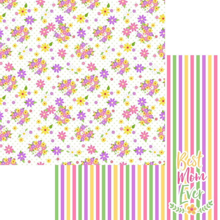 Mother's Day Collection Best Mom Ever 12 x 12 Double-Sided Scrapbook Paper by SSC Designs - 15 Pack for wholesale by SSC Wholesale