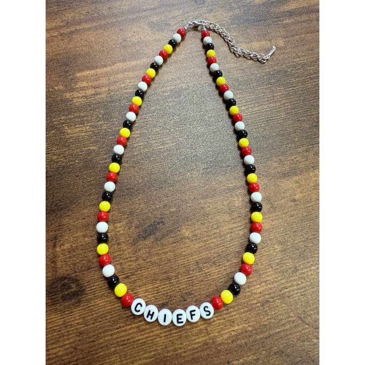 Fun CHIEFS Small Beaded Necklace for wholesale by Paco Designs