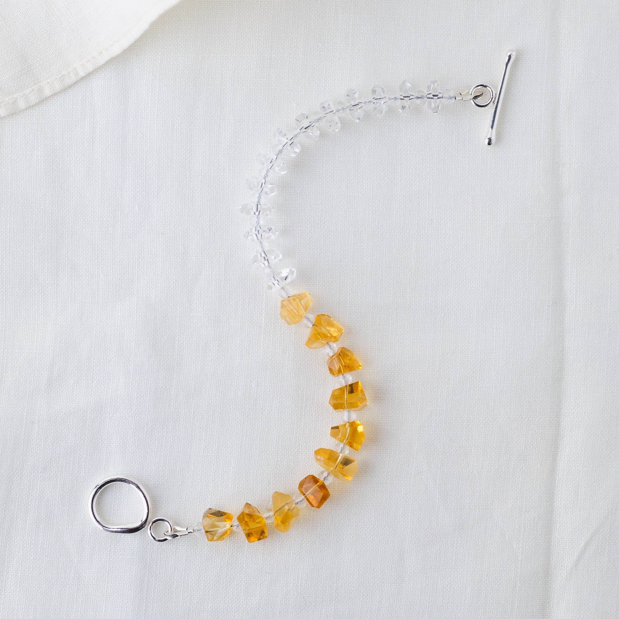LoveGem Studio LLC - Wholesale Beaded Bracelet - Golden Abundance Bracelet – Premium Grade Citrine & Ice-Clear Quartz with Argentium Silver Toggle3