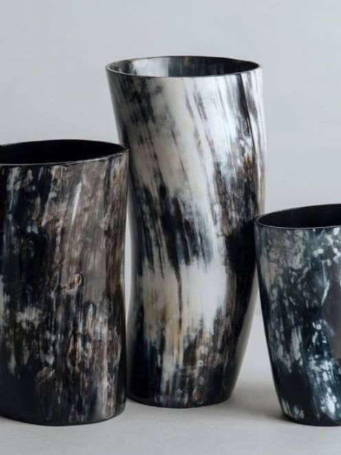 ANKOLE HORN VASES OR PLANTERS - DARK for wholesale by The African Home Goods