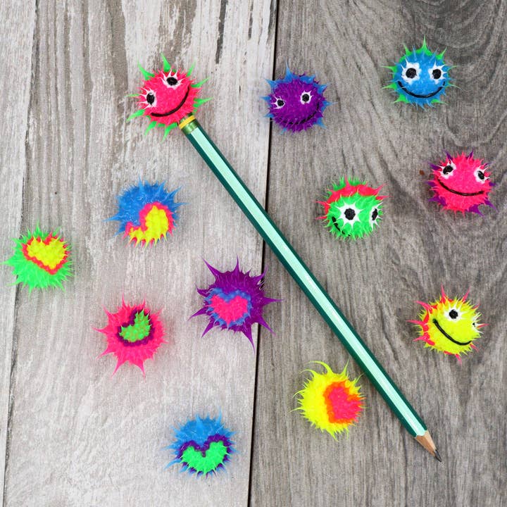 Natalia - Wholesale Pencil Topper - Kids - Spiky Silicone Sensory Fidget Pencil Toppers- SET 121