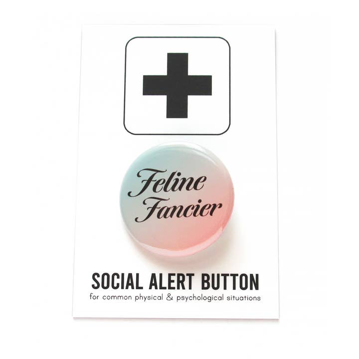 Word For Word Factory - Wholesale Lapel Pin/Button - FELINE FANCIER Pinback Buttons l Cat Lover Pin