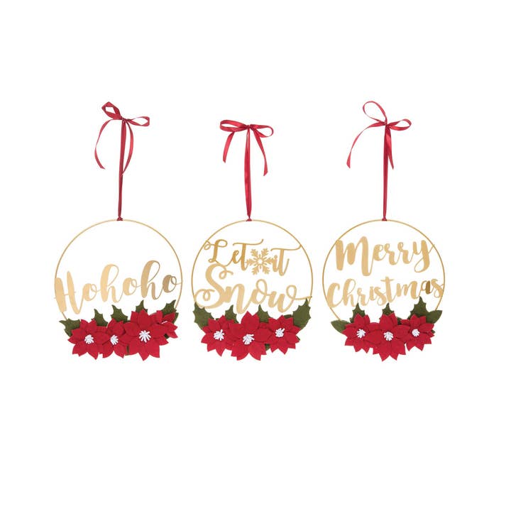 SALE Christmas Gold Hoop Wreath Ornament Set 3 for wholesale by C&F Home