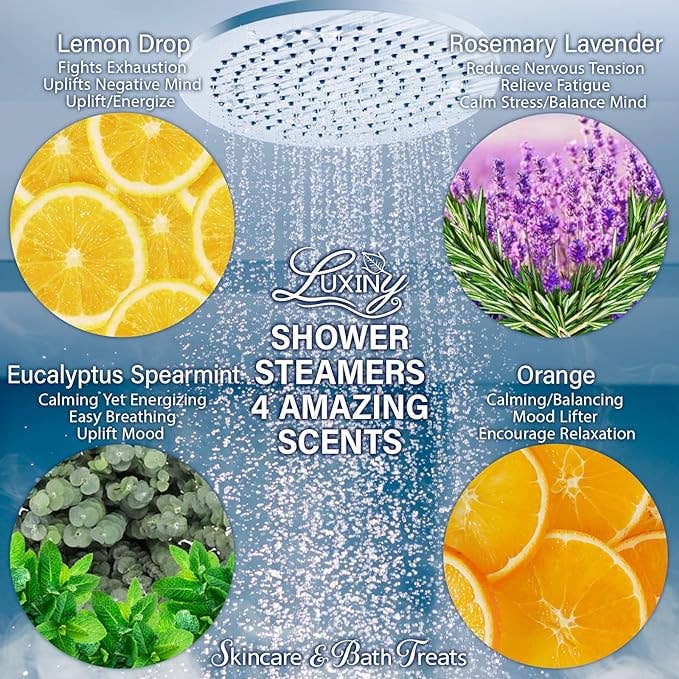 Luxiny Products - Luxurious Bath and Body - Vendita all'ingrosso Bombe/Compresse vaporizzanti da doccia - Vaporizzatori per doccia | Olio essenziale | Confezione da quattro | Regalo per la cura personale18