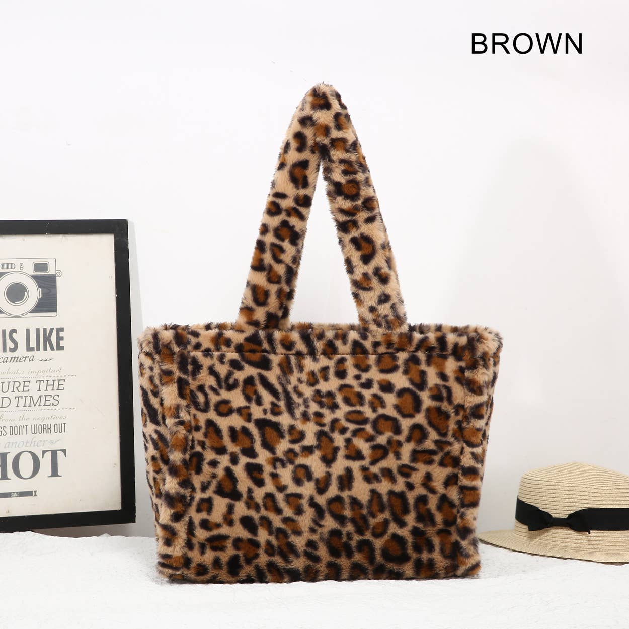 House of Milano - Wholesale Tote Bag - Women's - 25425 Leopard Print Faux Fur Tote Bag8
