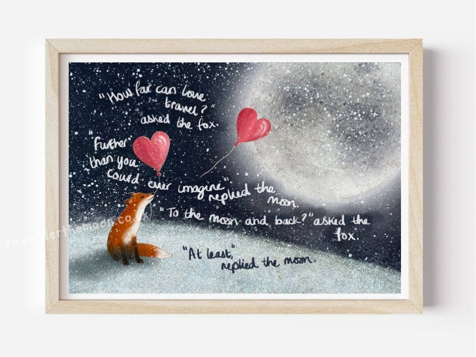 Fox Under The Moon - Wholesale Art Print - A4 Art Print ~ To The Moon & Back2