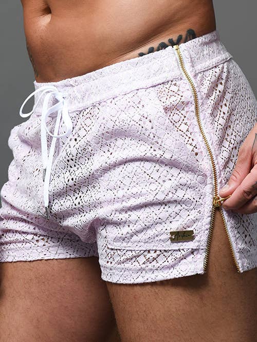 Miami Cabana Boy Art Deco Zip Shorts for wholesale by Andrew Christian