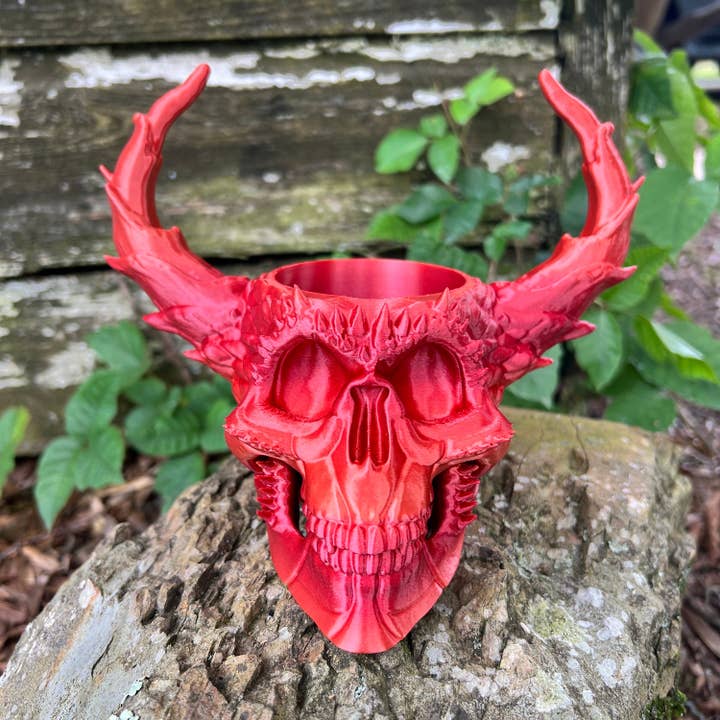 NumanPrints - Wholesale Plant Pot - Demonic Horned Devil Skull Planter 3D Printed Novelty