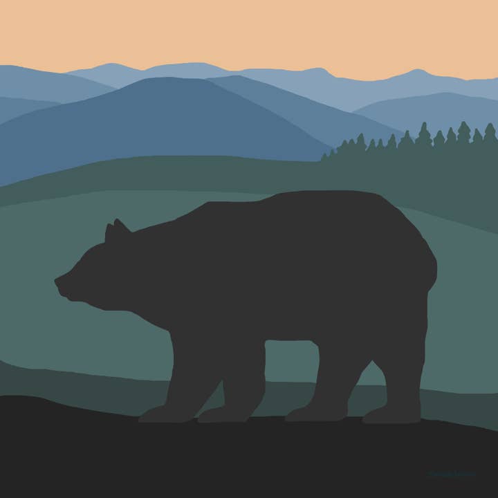 Impression artistique de silhouette d'ours des bois pour la vente par Lehoux Art