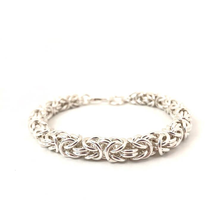 Chunky Byzantine Chainmaille Bracelet in Silver for wholesale by Alison Morse