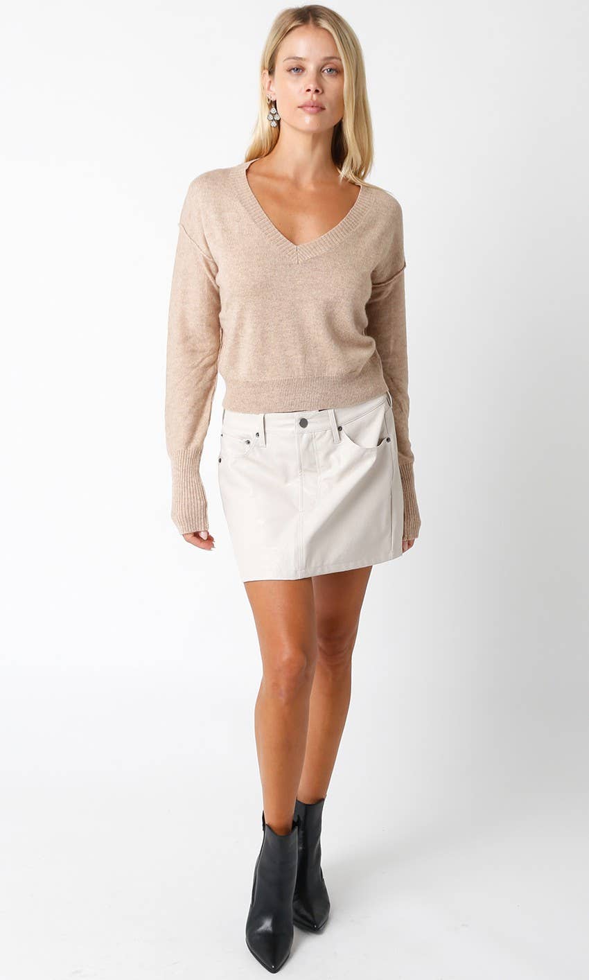 Olivaceous - Vente Pull en maille – femme - Chelsea Pull col V5