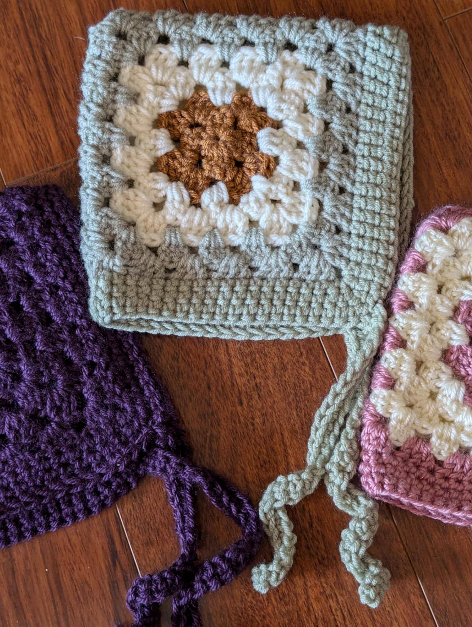 The Yarn Lilly - Wholesale Beanie - Kids - Handmade Crochet Granny Square Newborn Bonnet6