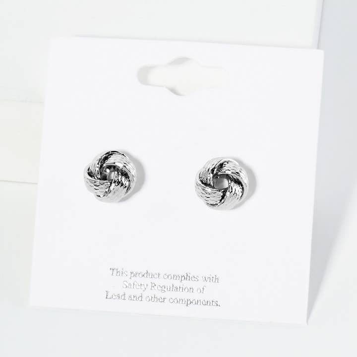 Sensibling Corp. - Wholesale Stud/Post Earrings - Textured Metal Love Knot Stud Earrings
2