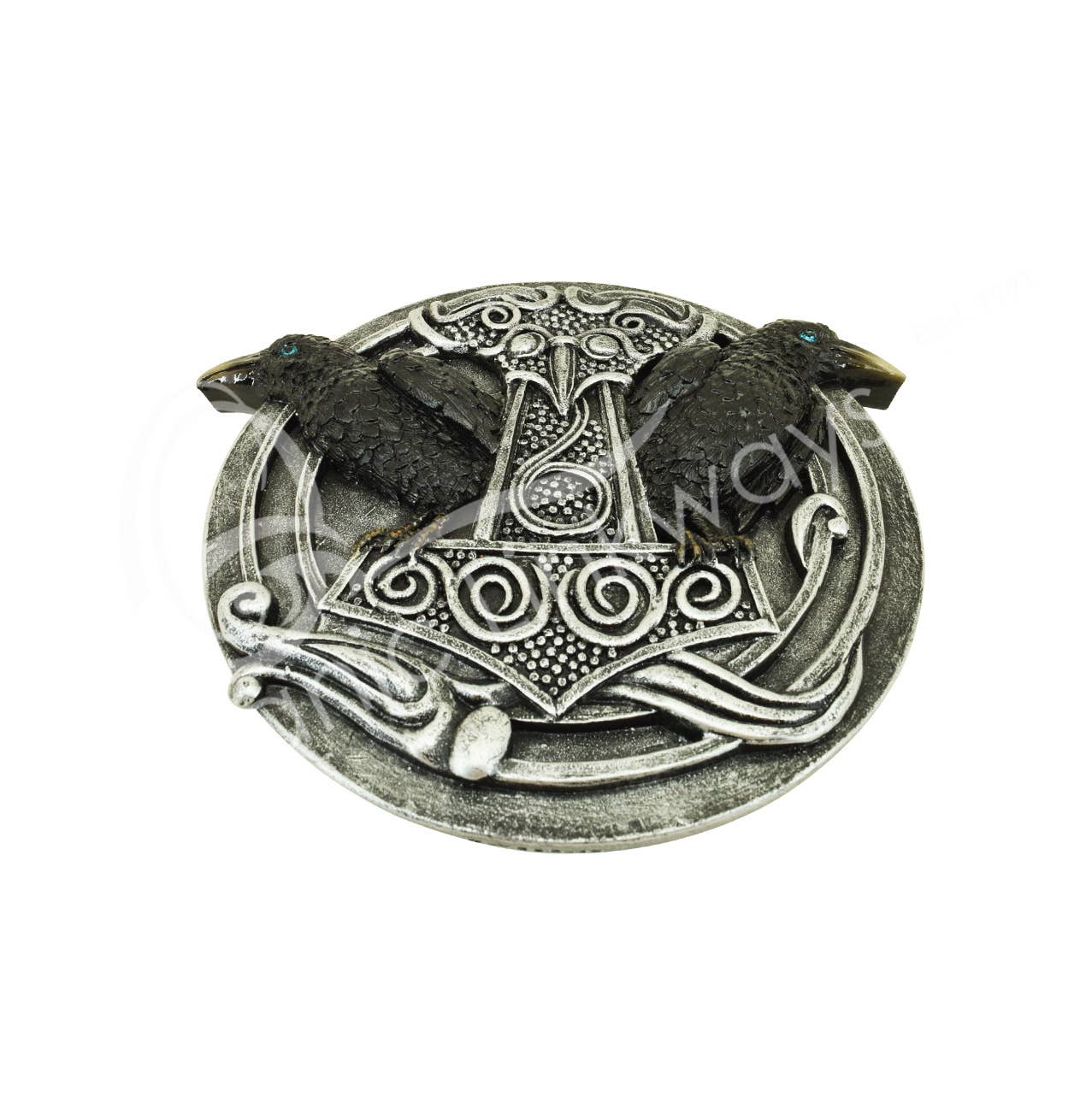 Oceanic Linkways Inc - Wholesale Incense Holder - Incense Holder - Raven With Viking Thor Hammer 5.30"L X 0.800