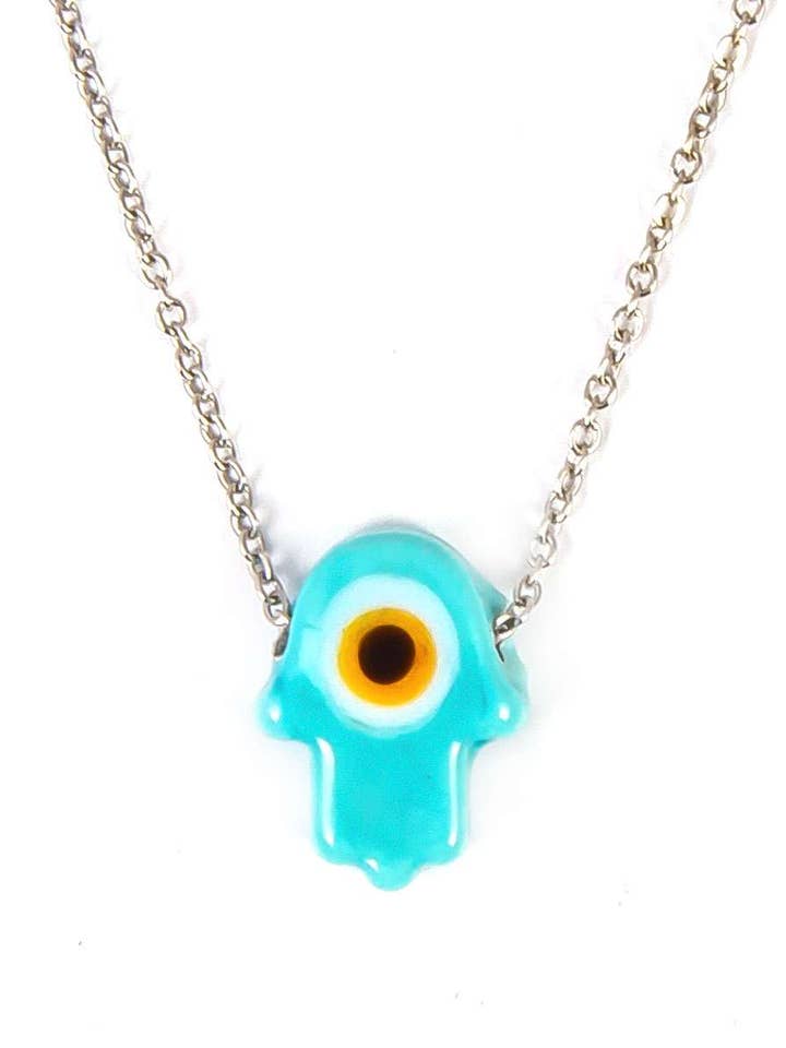 Glass Hamsa Necklace for wholesale by Nai Gifts