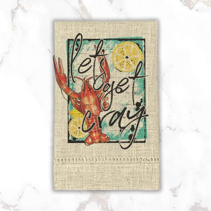 Crawfish Tea Towel | Guest, Hand Towel | Let's Get Cray for wholesale by Sew Many Blessings LA