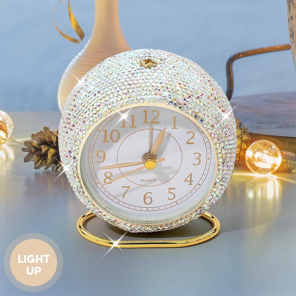 Sensibling Corp. - Wholesale Desk Clock - Light Up Bling Rhinestone Studded Quartz Table Clock0