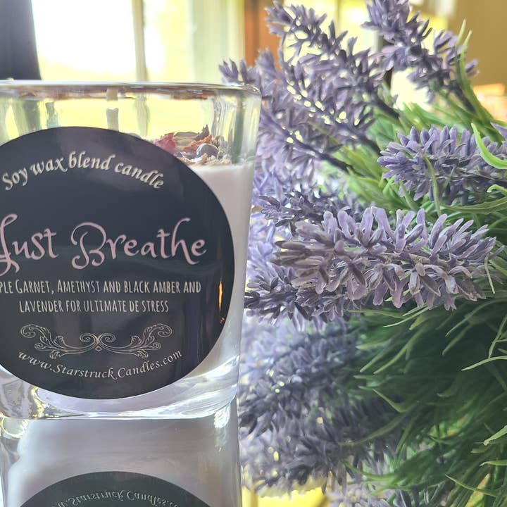 Starstruck Candles - Wholesale Jar/Filled Candle - Just Breathe Crystal Intention Candle1