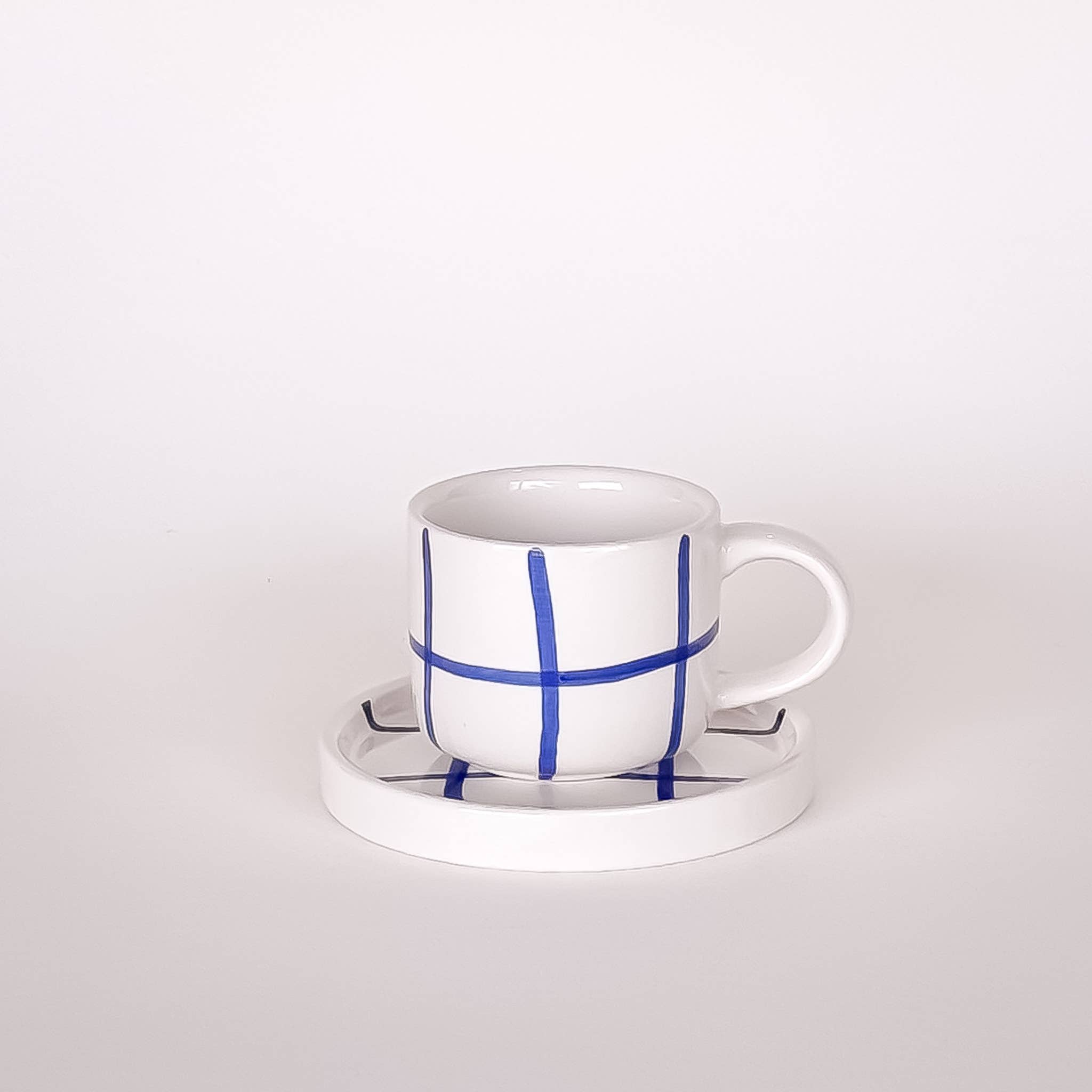 Magazin Minori - Wholesale Coffee/Tea Cup - Espresso Grid - mare blue (Set of 2 - 4 pieces)7