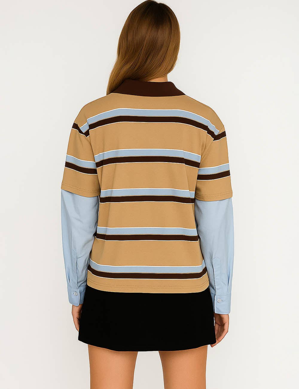 Sweetkama - Wholesale Sweatshirt - Women's - Ladies Color Block Stripe Lapel Pullover Top Everyday Sweatshirt7