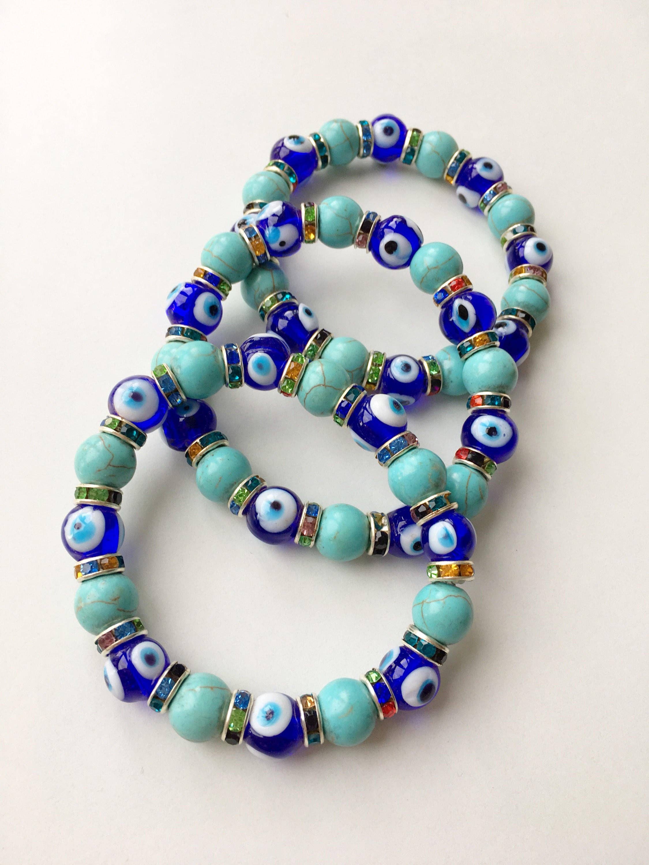 Evileyefavor – wholesale Beaded bracelet – Blue Evil Eye Bracelet, Stretch Glass Bead Bracelet7