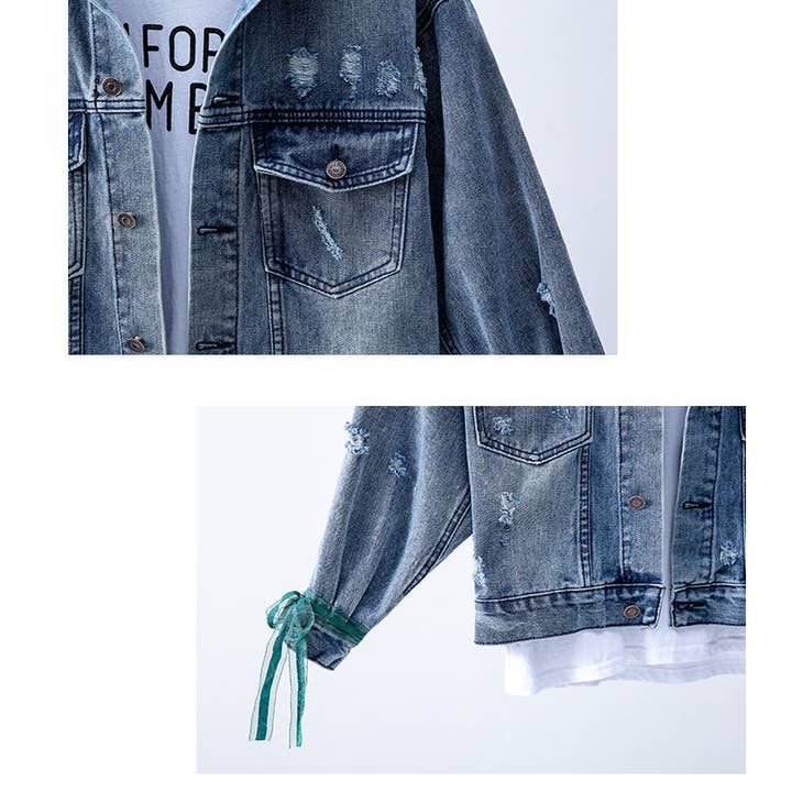 PEACH ACCESSORIES – wholesale Denim jacket – Women's – Embroidered Floral Bouquet Denim Jacket DNM075