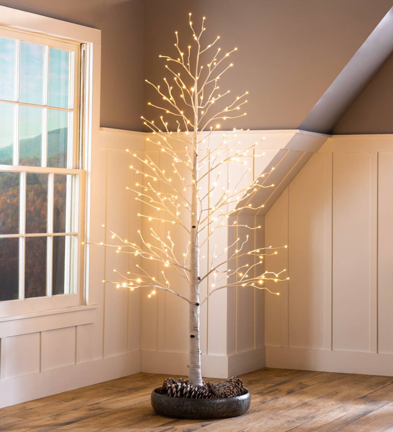 Sullivans Artificial Winter Pine Stem Multicolor 16.5H - White