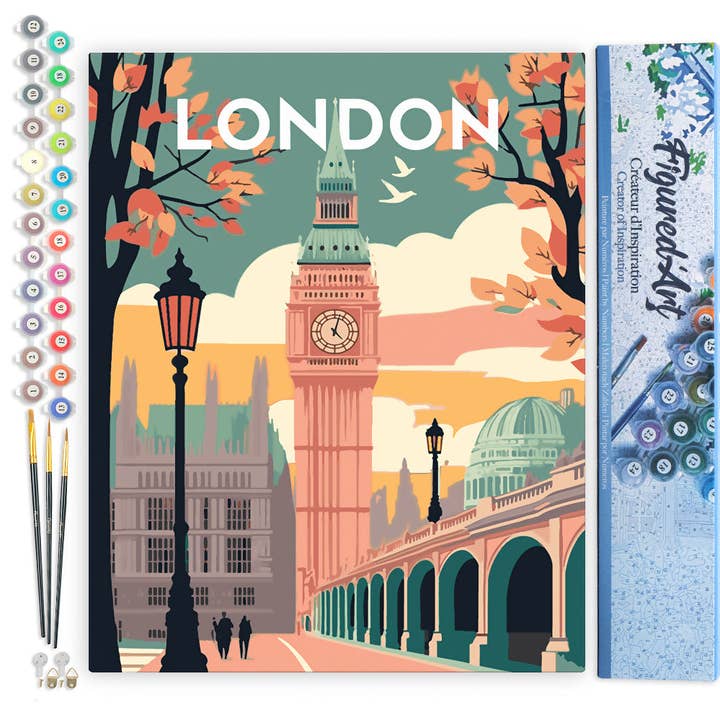 Pintura por números Cartaz de Viagem Londres 2 por atacado de Figured'Art