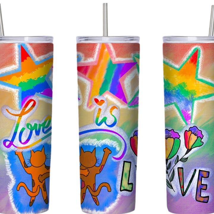 Gobelet Love Is Love Pride 20 oz Pride LGBTQ pour la vente par Perfectly Diverse Trendz, LLC