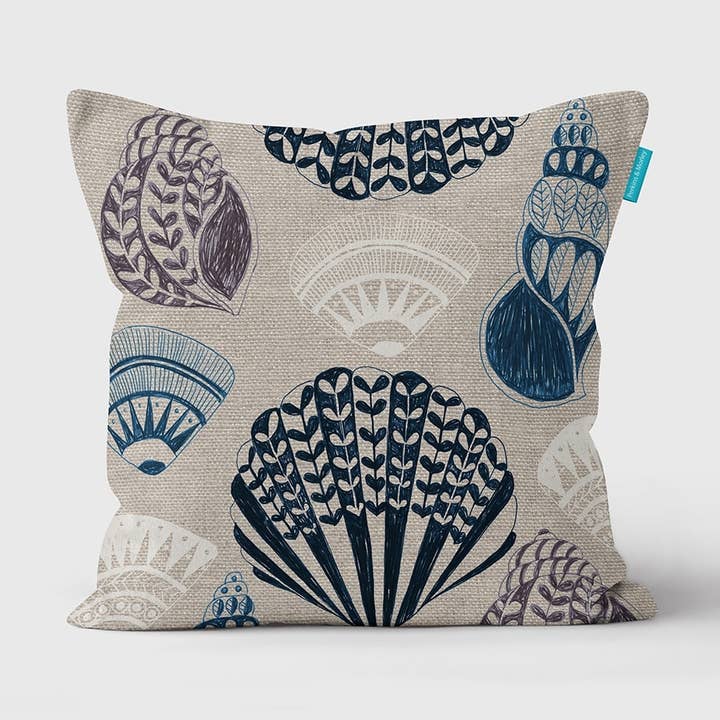 Kissen Scraffito Shell, ecru für den Großhandel von Perkins & Morley