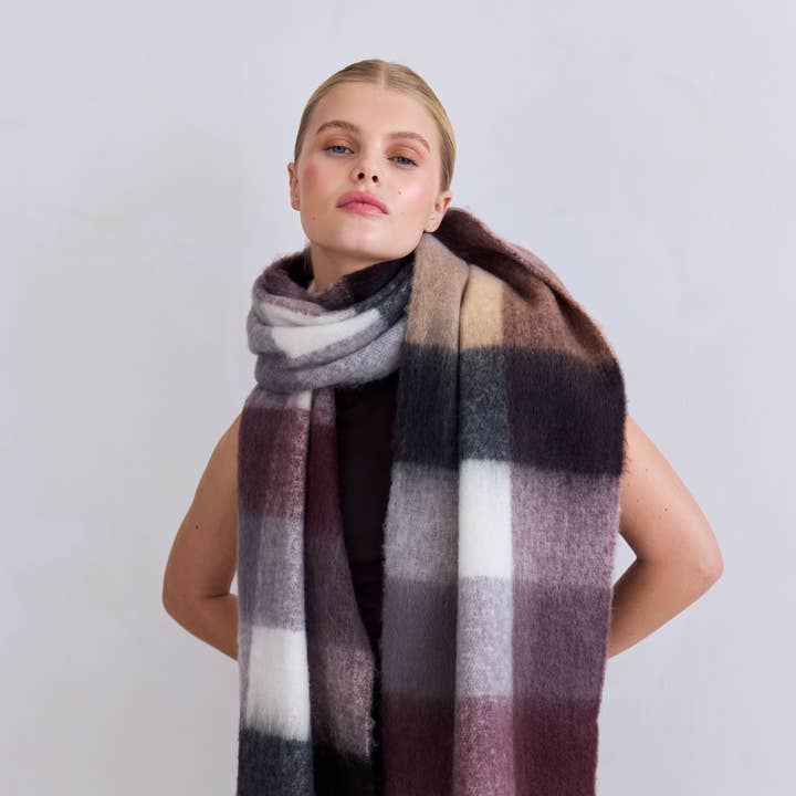 Arctic Fox & Co. - North America - Wholesale Scarf - Women's - The Reykjavik Scarf - 100% Recycled - Purple/Brown - FW250