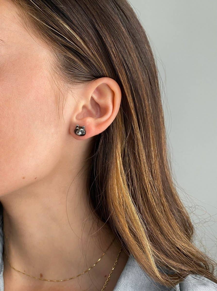 Camp Hollow Porcelain Animal Treasures - Wholesale Knopjes/oorstekers - Oorringen van wasbeer1