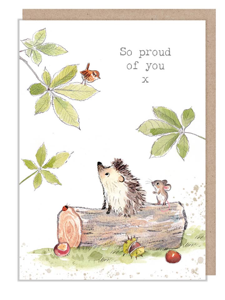 Carte So Proud of You - Hedgehog On Log - BWE041 pour la vente par Paper Shed Design Ltd