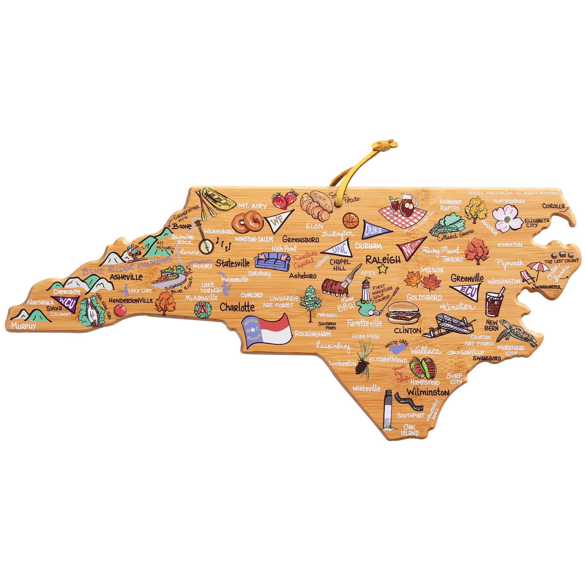 Wholesale North Carolina Cutting Board with Artwork by Fish Kiss™ for